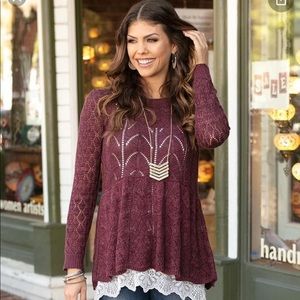 Pointelle Peplum Top